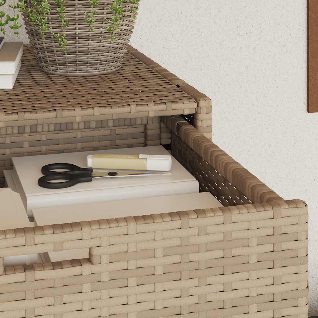 Garden Storage Cabinet Beige 55x55x111 cm Poly Rattan