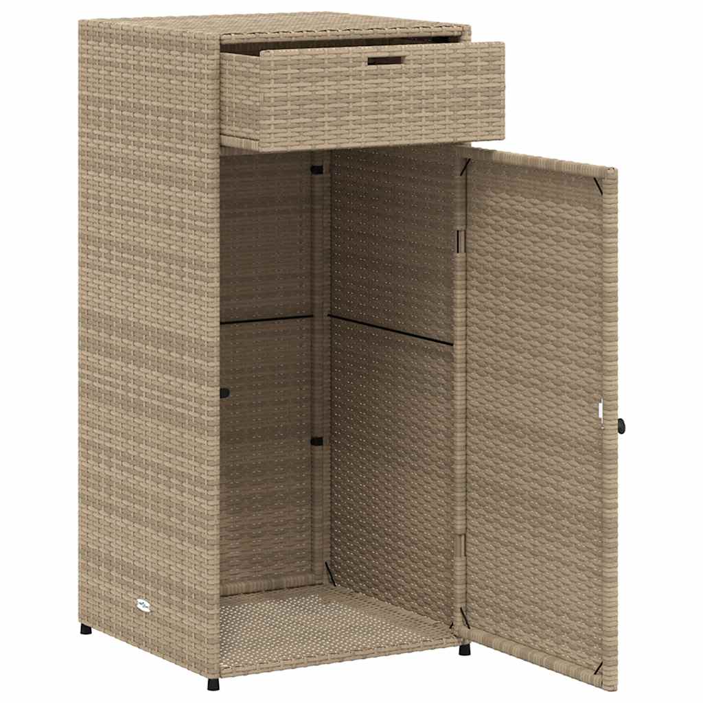 Garden Storage Cabinet Beige 55x55x111 cm Poly Rattan