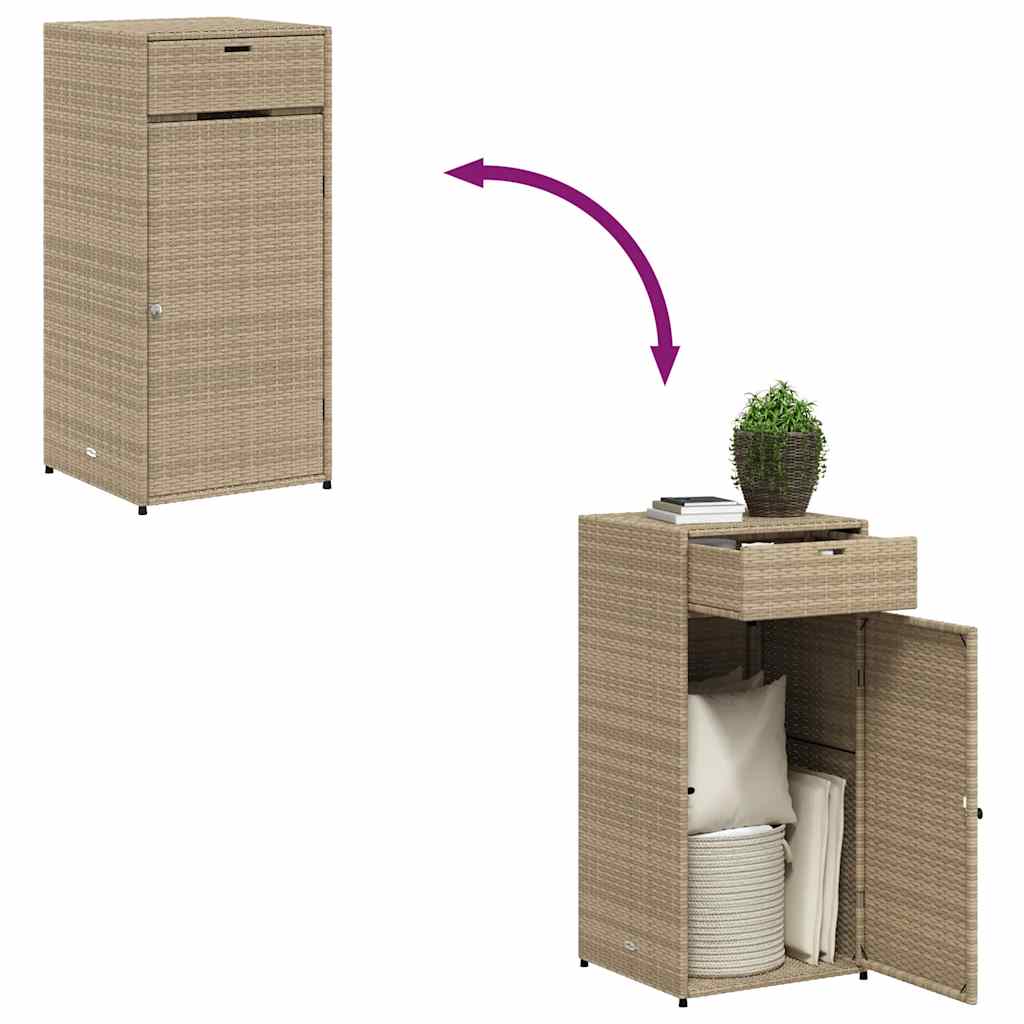 Garden Storage Cabinet Beige 55x55x111 cm Poly Rattan