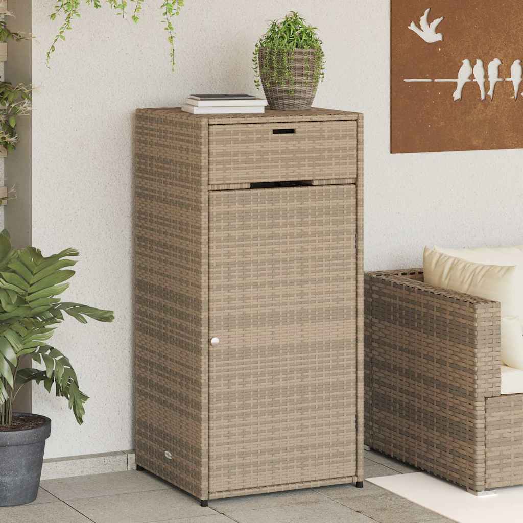 Garden Storage Cabinet Beige 55x55x111 cm Poly Rattan