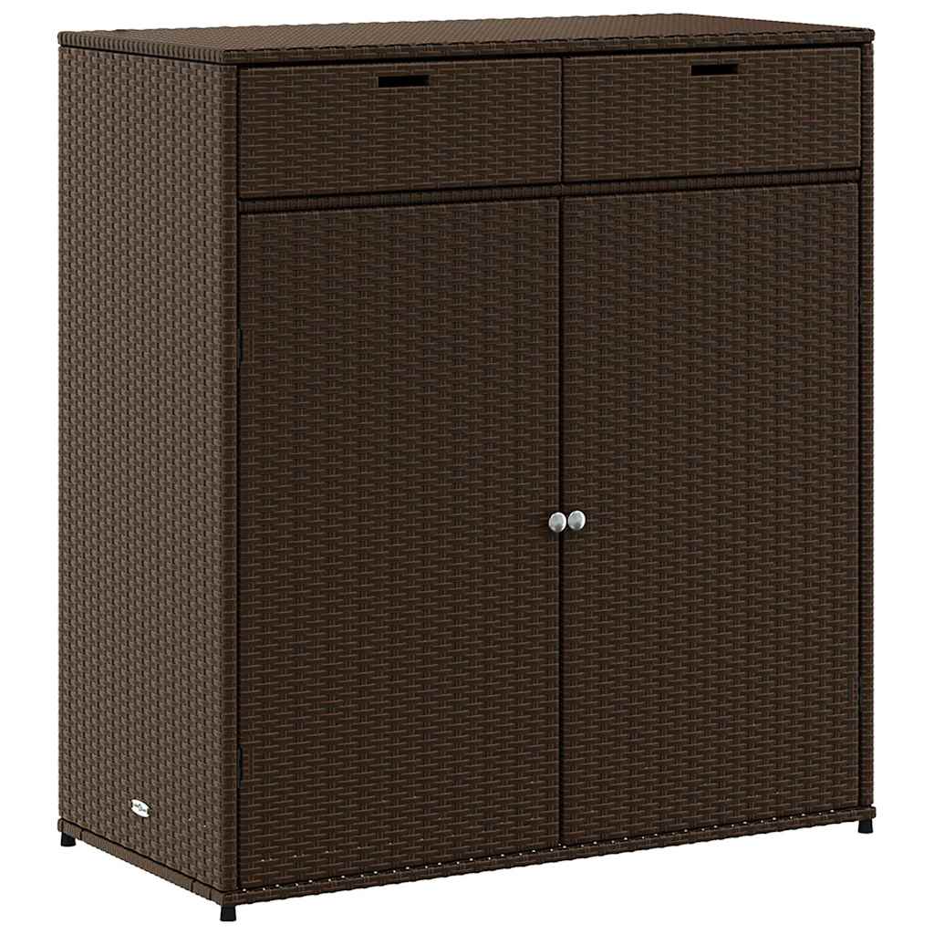 Garden Storage Cabinet Brown 105x55x113 cm Poly Rattan