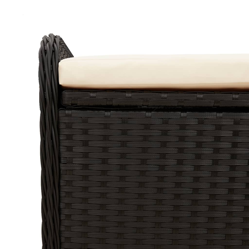 Storage Bench with Cushion Black 115x51x52 cm Poly Rattan