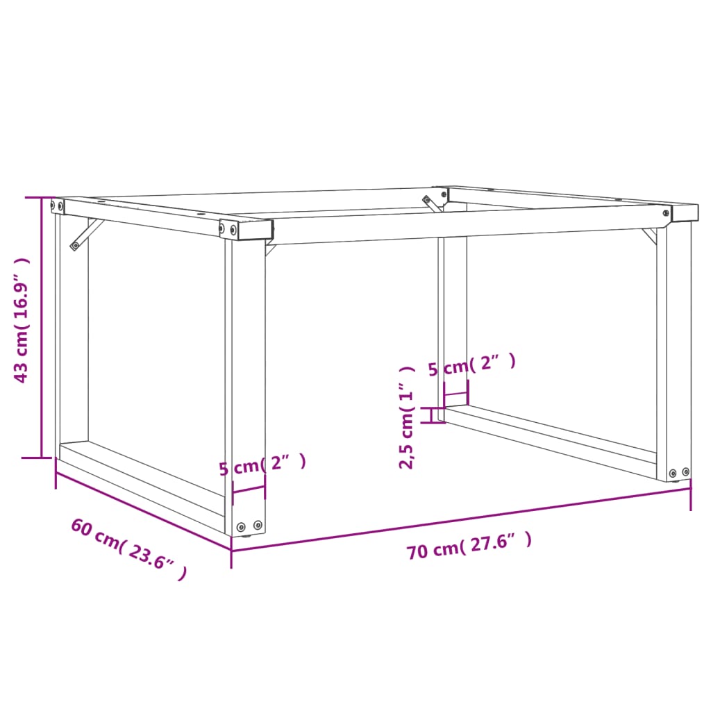 Coffee Table Legs O-Frame 70X60X43 Cm Steel
