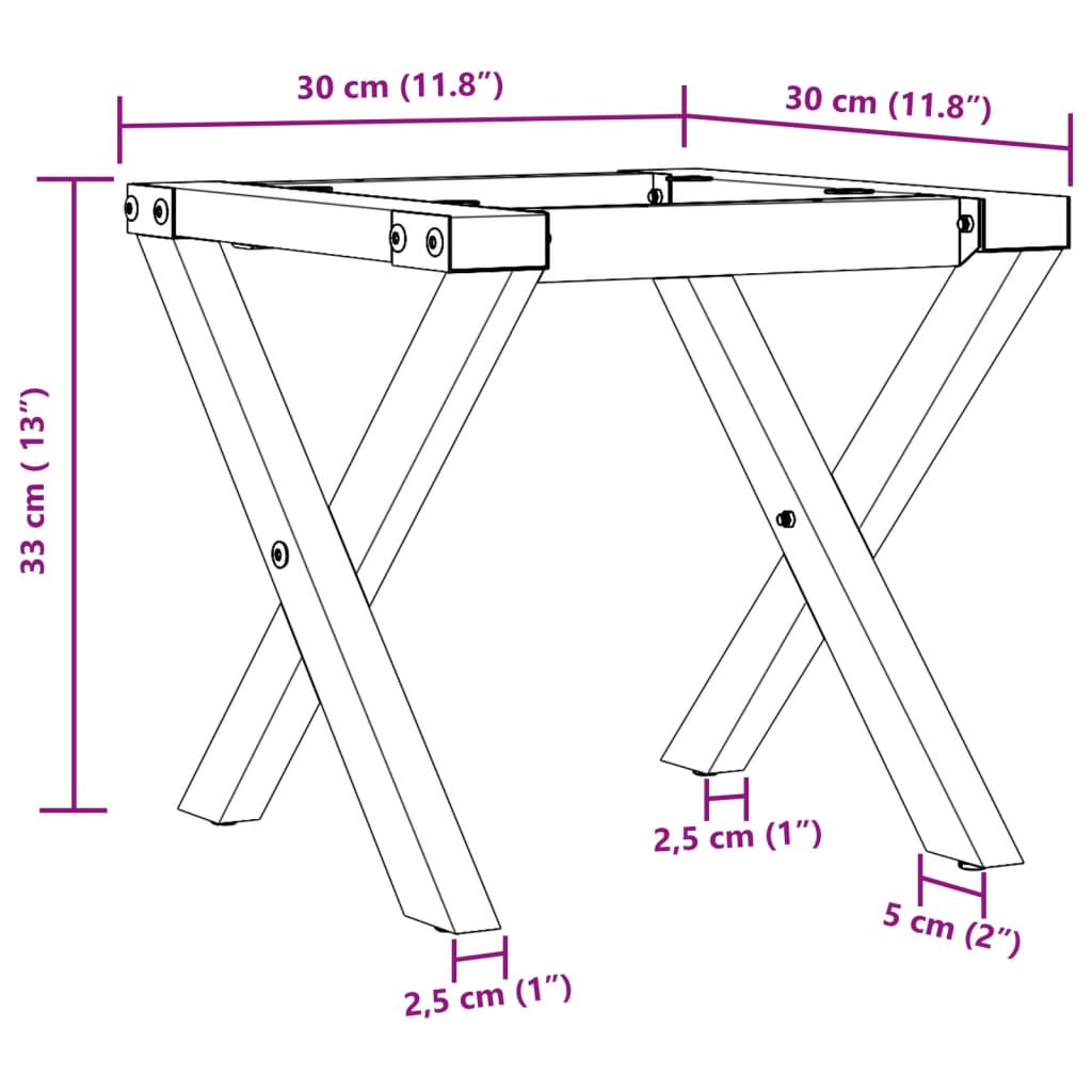 Coffee Table Legs X-Frame 30X30X33 Cm Steel