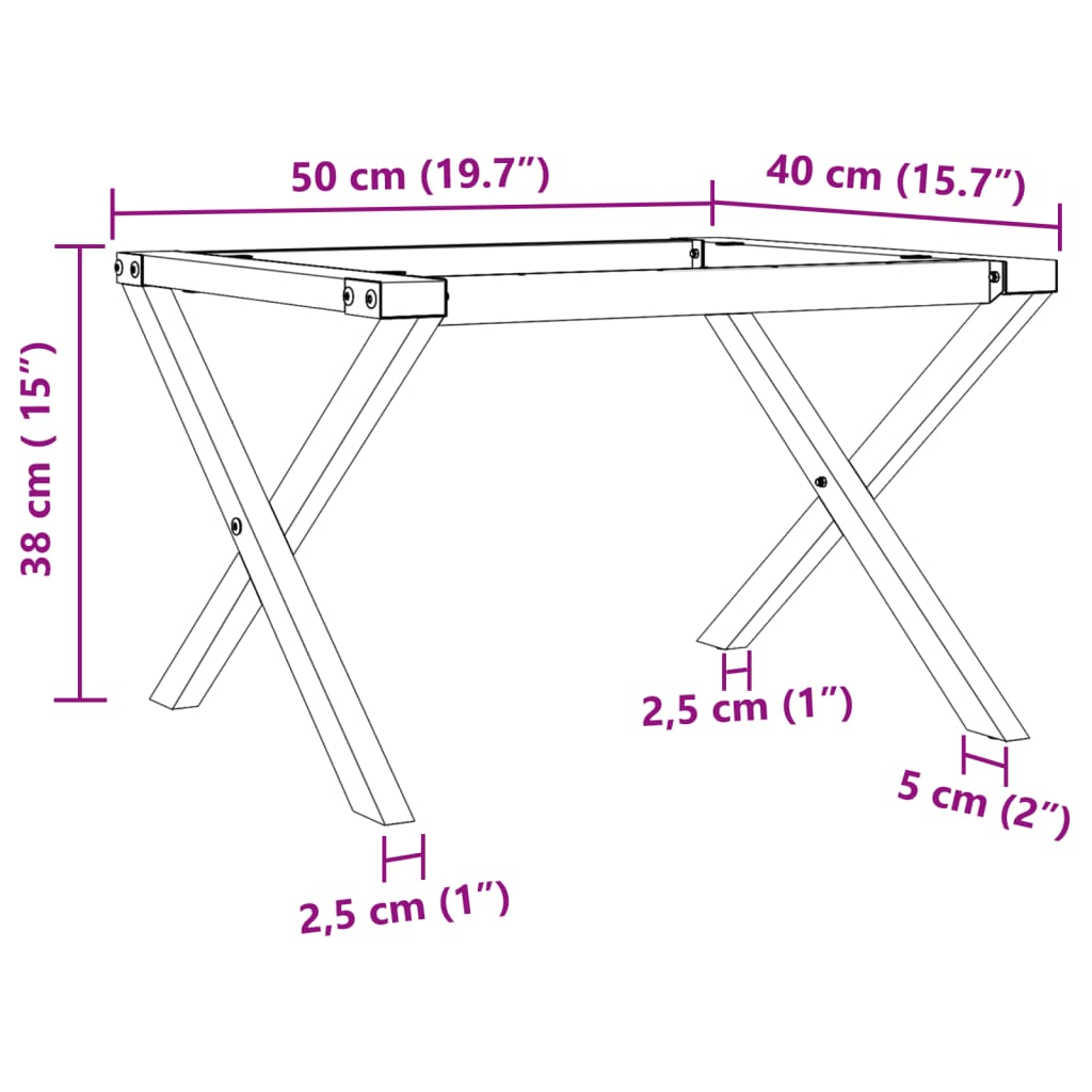 Coffee Table Legs X-Frame 50X40X38 Cm Steel