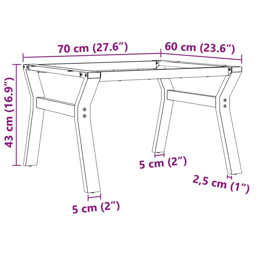 Coffee Table Legs Y-Frame 70X60X43 Cm Steel