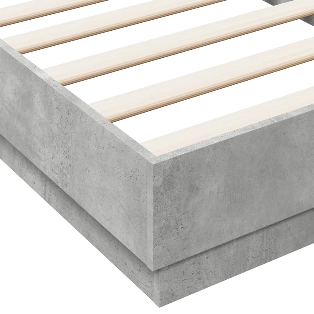 Bed Frame without Mattress Concrete Grey 75x190 cm Small Single