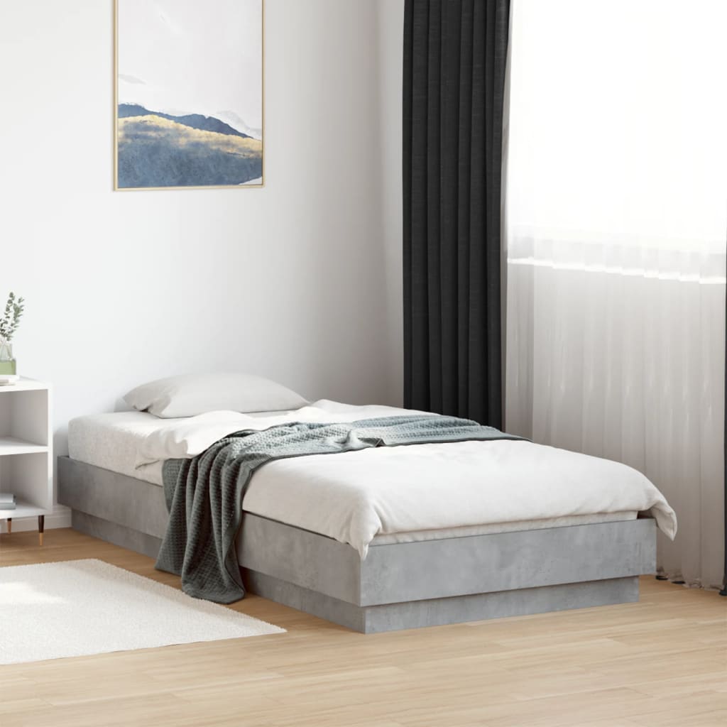 Bed Frame without Mattress Concrete Grey 75x190 cm Small Single
