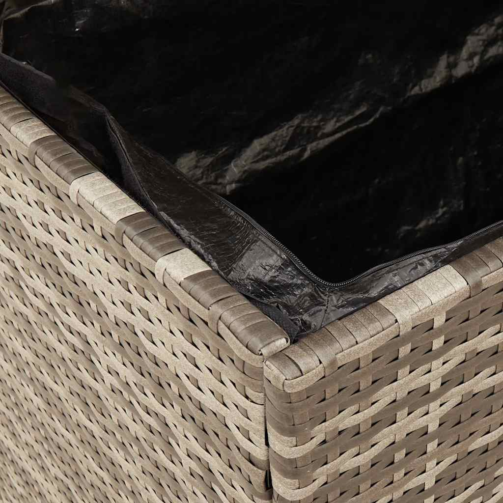 Garden Storage Box Grey 110x55x63 cm Poly Rattan Acacia Wood