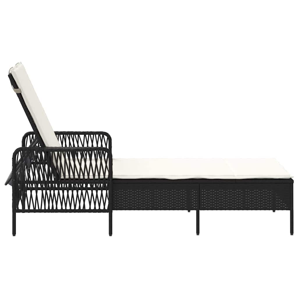 Sun lounger Reclining Black 157 x 55 x 92cm Poly Rattan