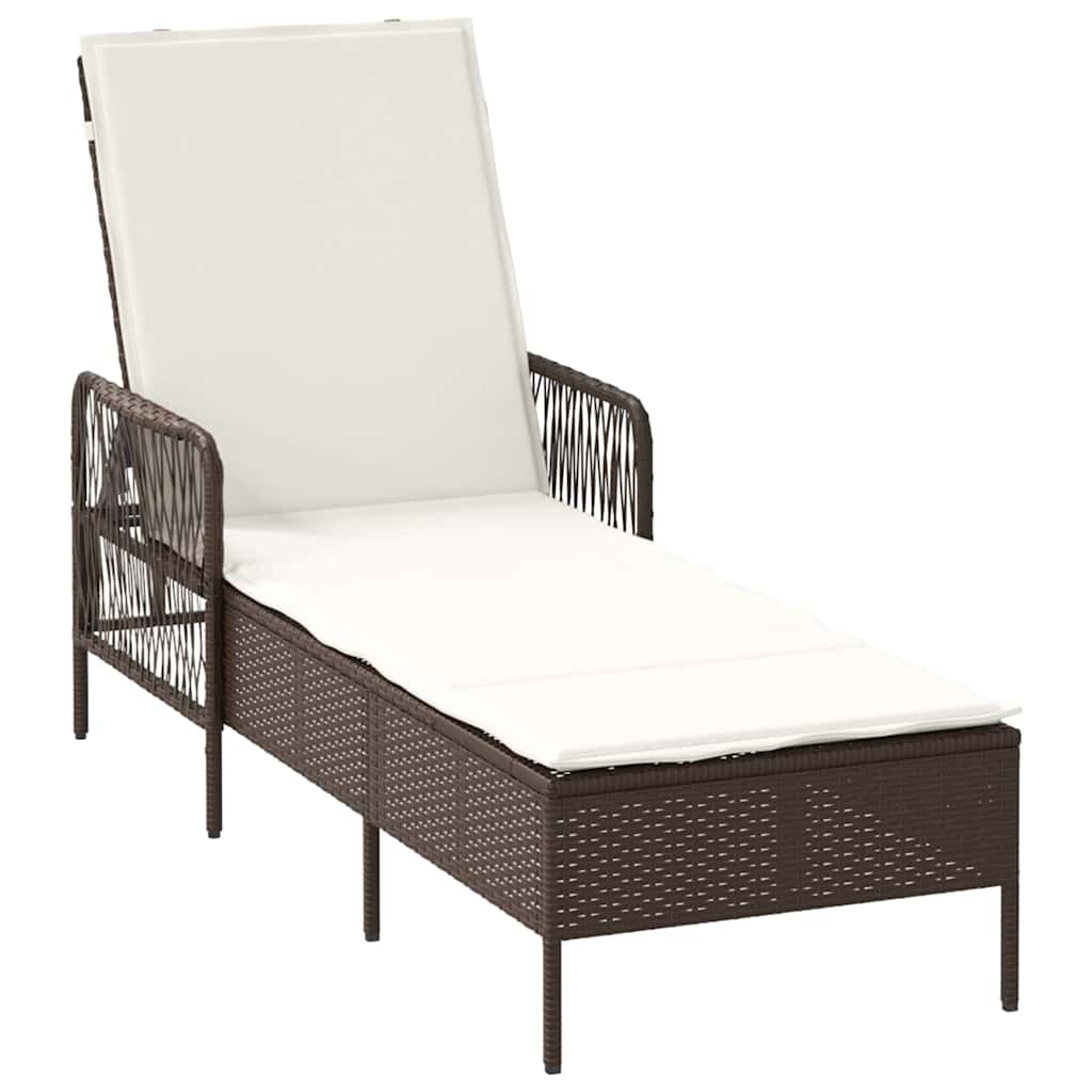 Sun lounger Reclining Brown 157 x 55 x 92cm Poly Rattan