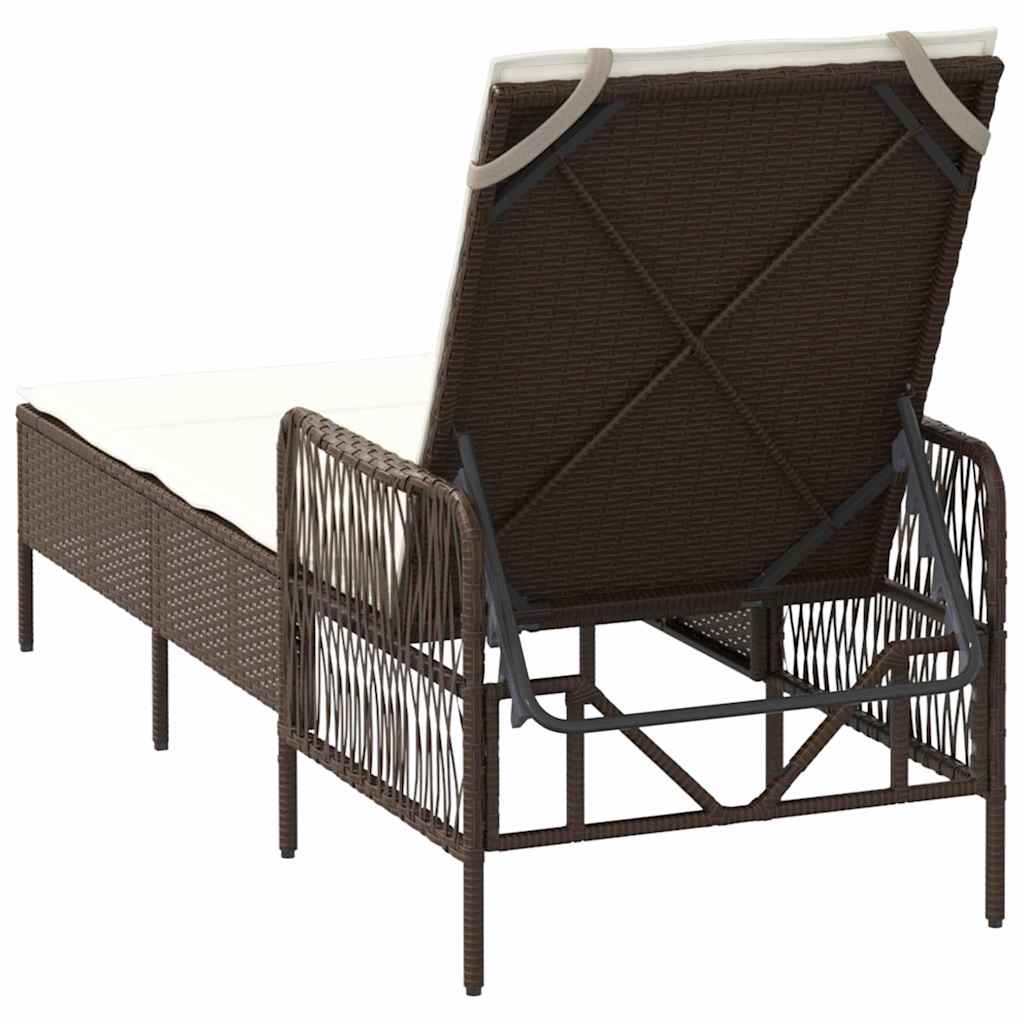 Sun lounger Reclining Brown 157 x 55 x 92cm Poly Rattan