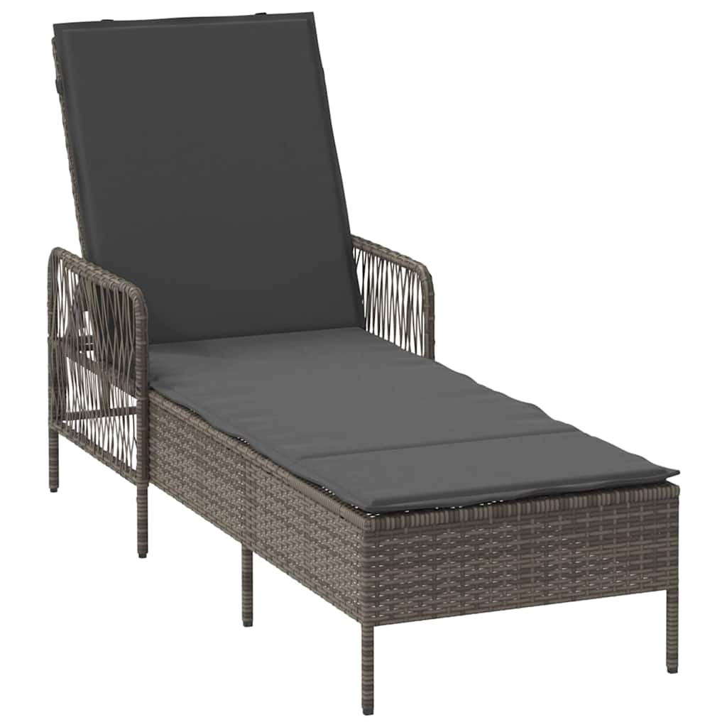 Sun lounger Reclining 1-person Grey 157 x 55 x 92cm Poly Rattan