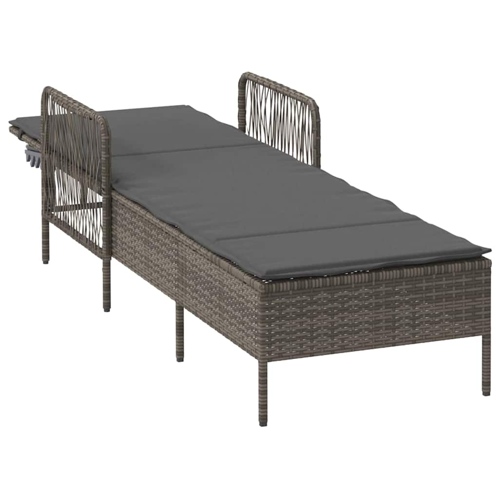 Sun lounger Reclining 1-person Grey 157 x 55 x 92cm Poly Rattan