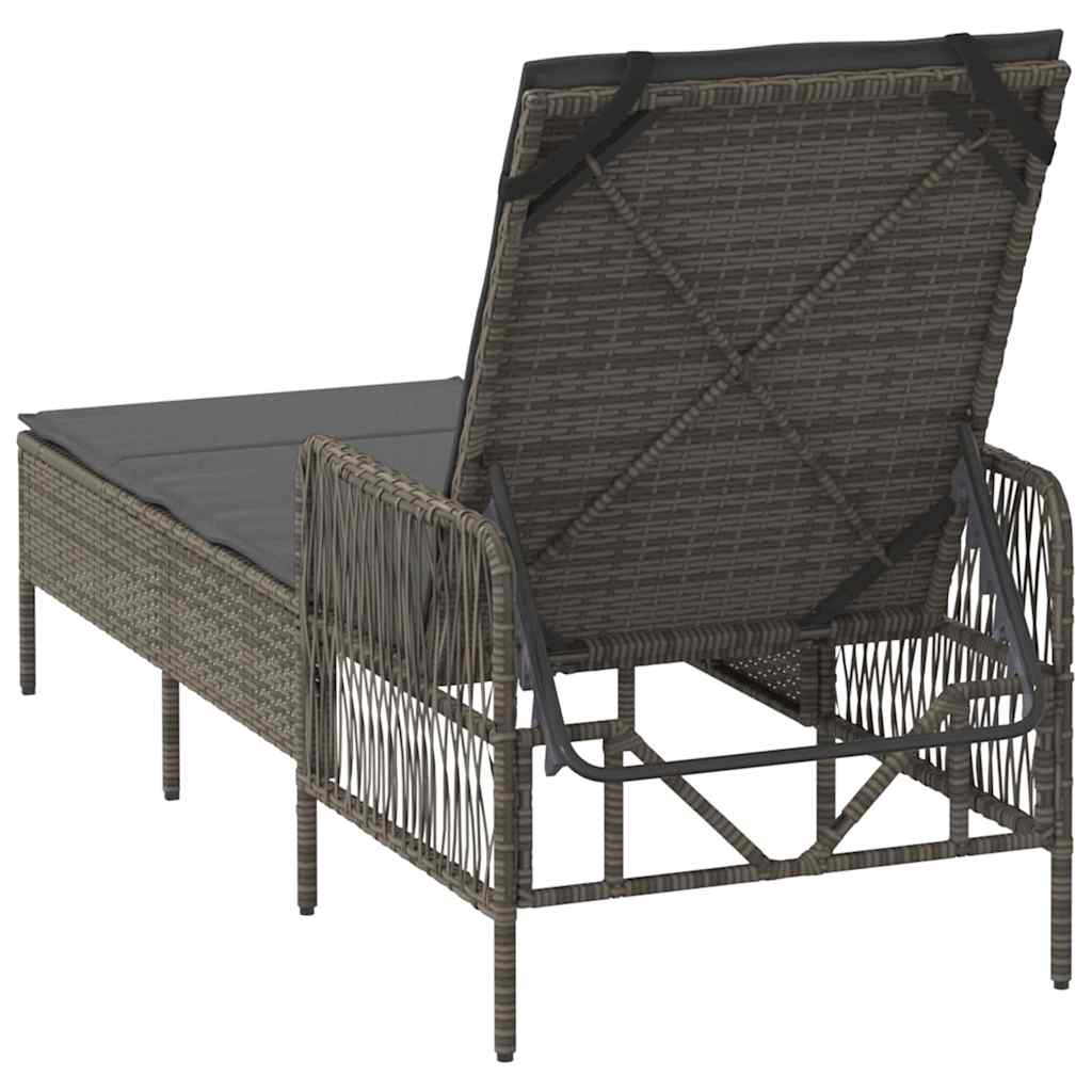 Sun lounger Reclining 1-person Grey 157 x 55 x 92cm Poly Rattan