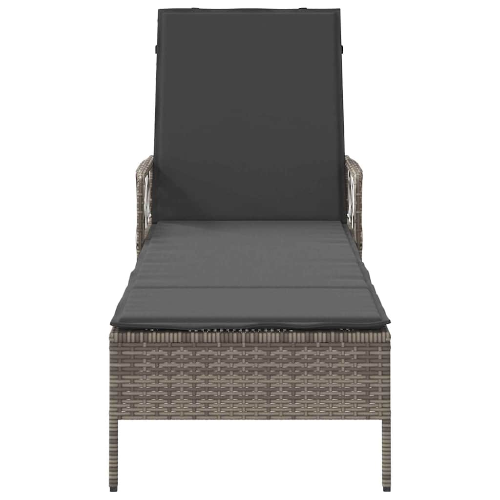 Sun lounger Reclining 1-person Grey 157 x 55 x 92cm Poly Rattan
