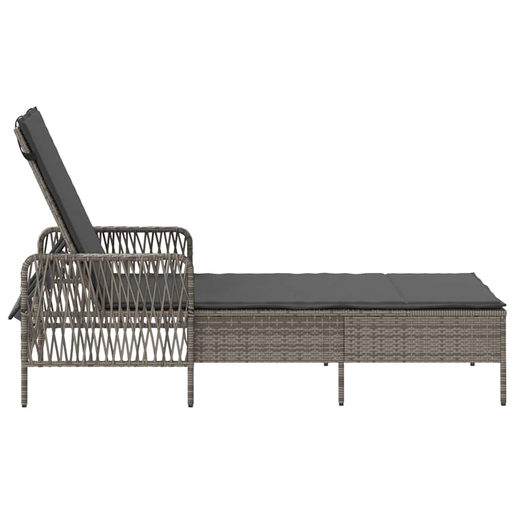 Sun lounger Reclining 1-person Grey 157 x 55 x 92cm Poly Rattan