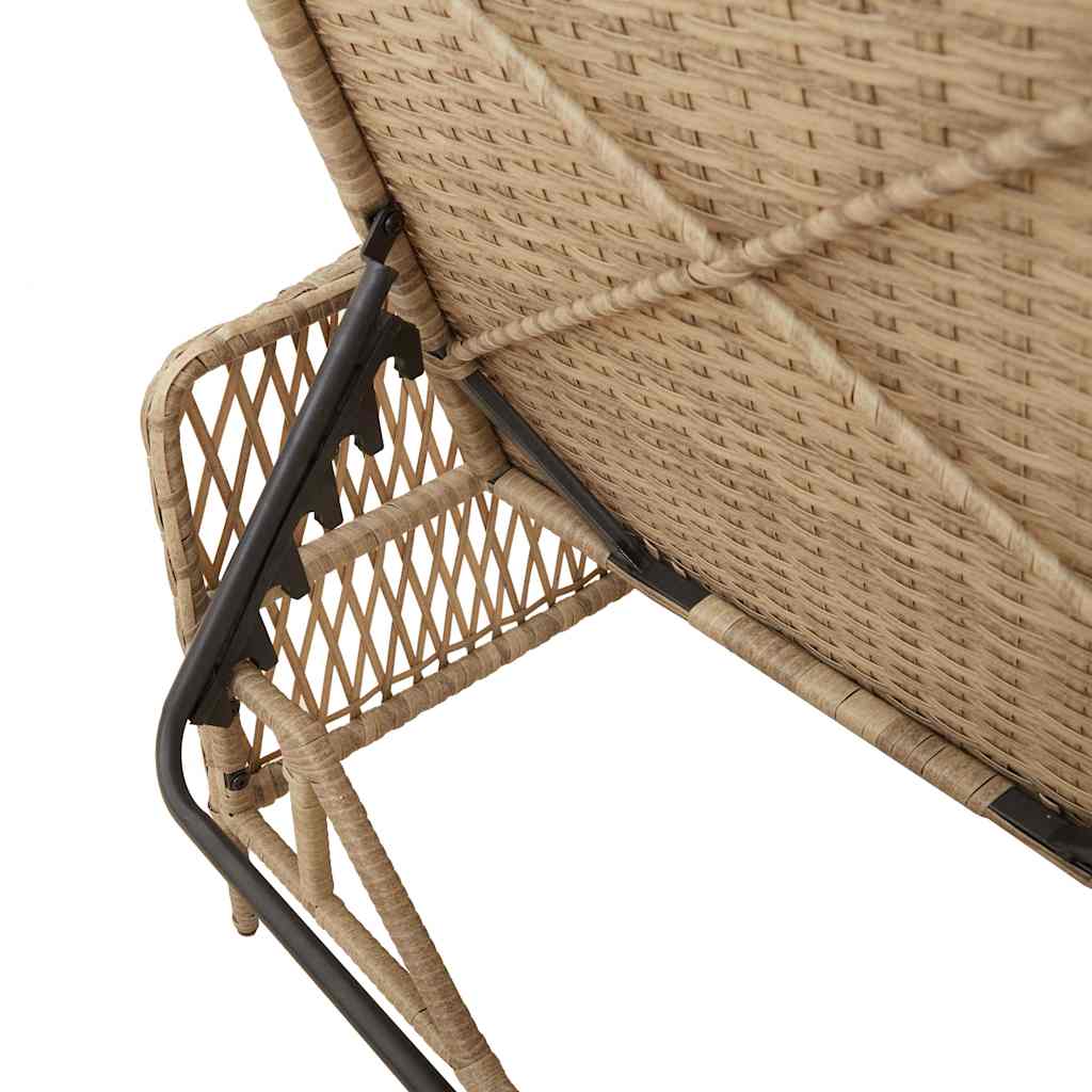 Sun lounger Reclining Beige 157 x 55 x 92cm Poly Rattan