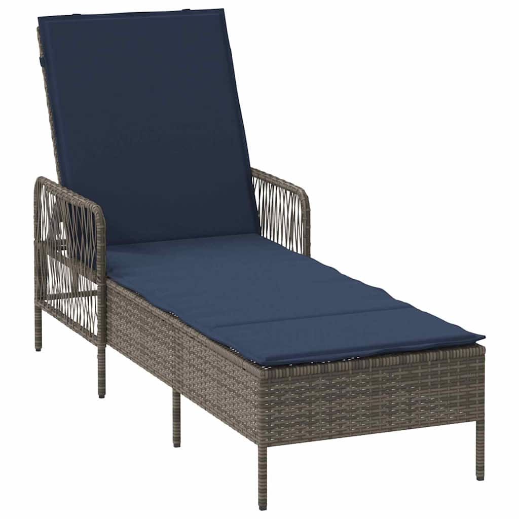 Sun lounger Reclining 1-person Grey 157 x 55 x 92cm Poly Rattan