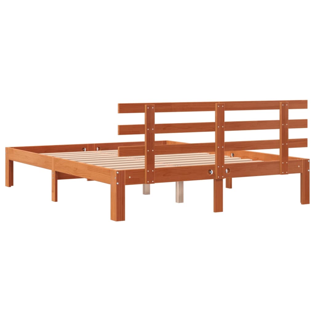 Bed Frame without Mattress Wax Brown 140x190 cm Solid Wood Pine