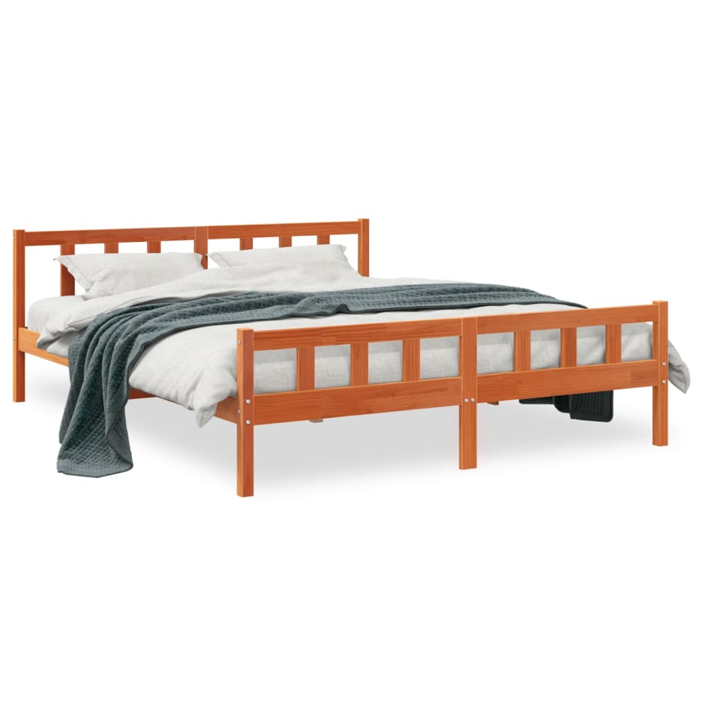 Bed Frame without Mattress Wax Brown 160x200 cm Solid Wood Pine