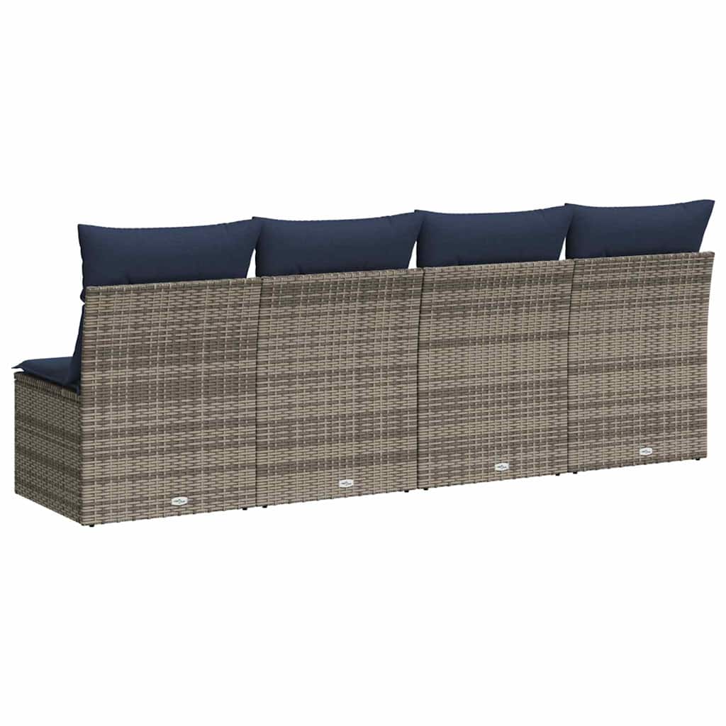 Garden Sofa with Cushion Grey 220 x 62 x 69cm Poly Rattan