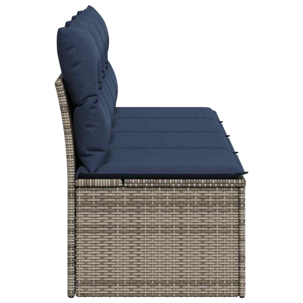 Garden Sofa with Cushion Grey 220 x 62 x 69cm Poly Rattan