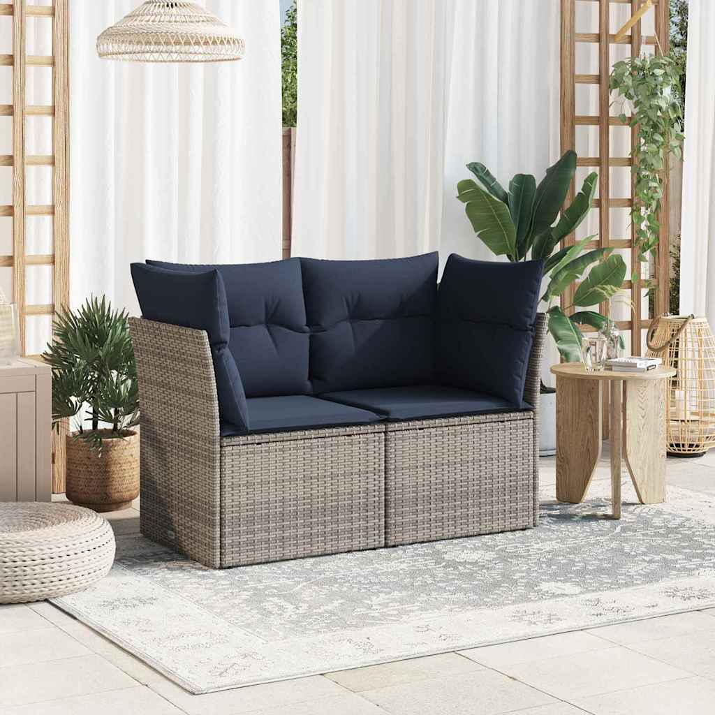 Garden Sofa 8 pcs Grey and navy 124 x 62 x 69 cm Poly rattan
