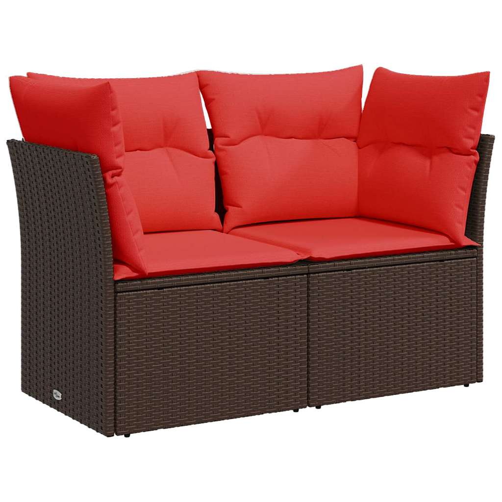 Garden Sofa with Cushions 2-Seater Brown Poly Rattan