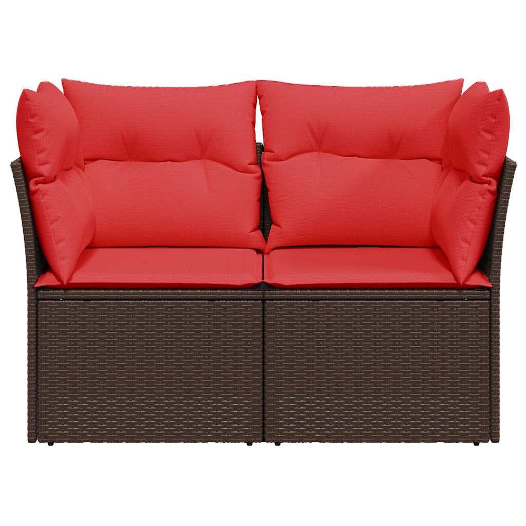 Garden Sofa with Cushions 2-Seater Brown Poly Rattan