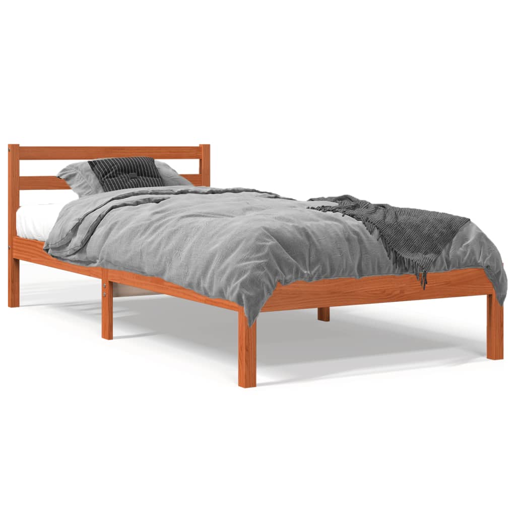Bed Frame without Mattress Wax Brown 90x200 cm Solid Wood Pine