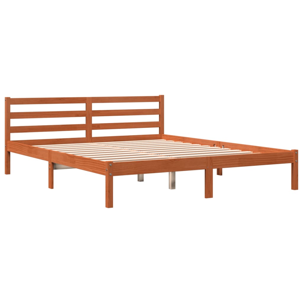 Bed Frame without Mattress Wax Brown 180x200 cm Super King Solid Wood Pine