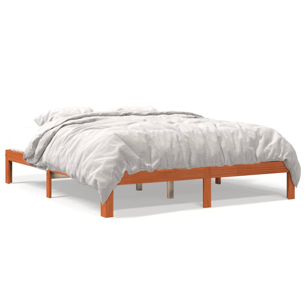 Bed Frame without Mattress Wax Brown 180x200 cm Super King Solid Wood Pine