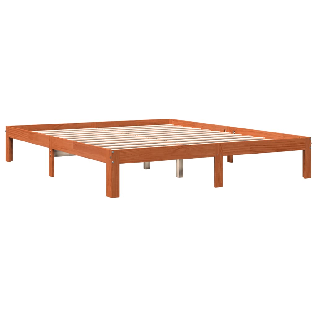 Bed Frame without Mattress Wax Brown 180x200 cm Super King Solid Wood Pine