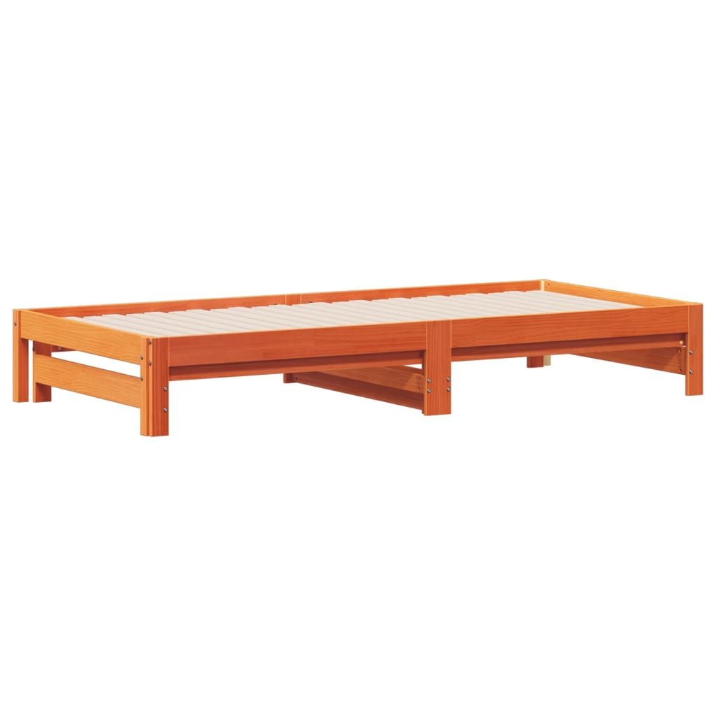 Day Bed with Trundle without Mattress Wax Brown 90x200 cm