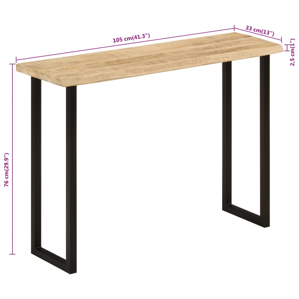 Console Table with Live Edge 105x33x76 cm Solid Wood Mango