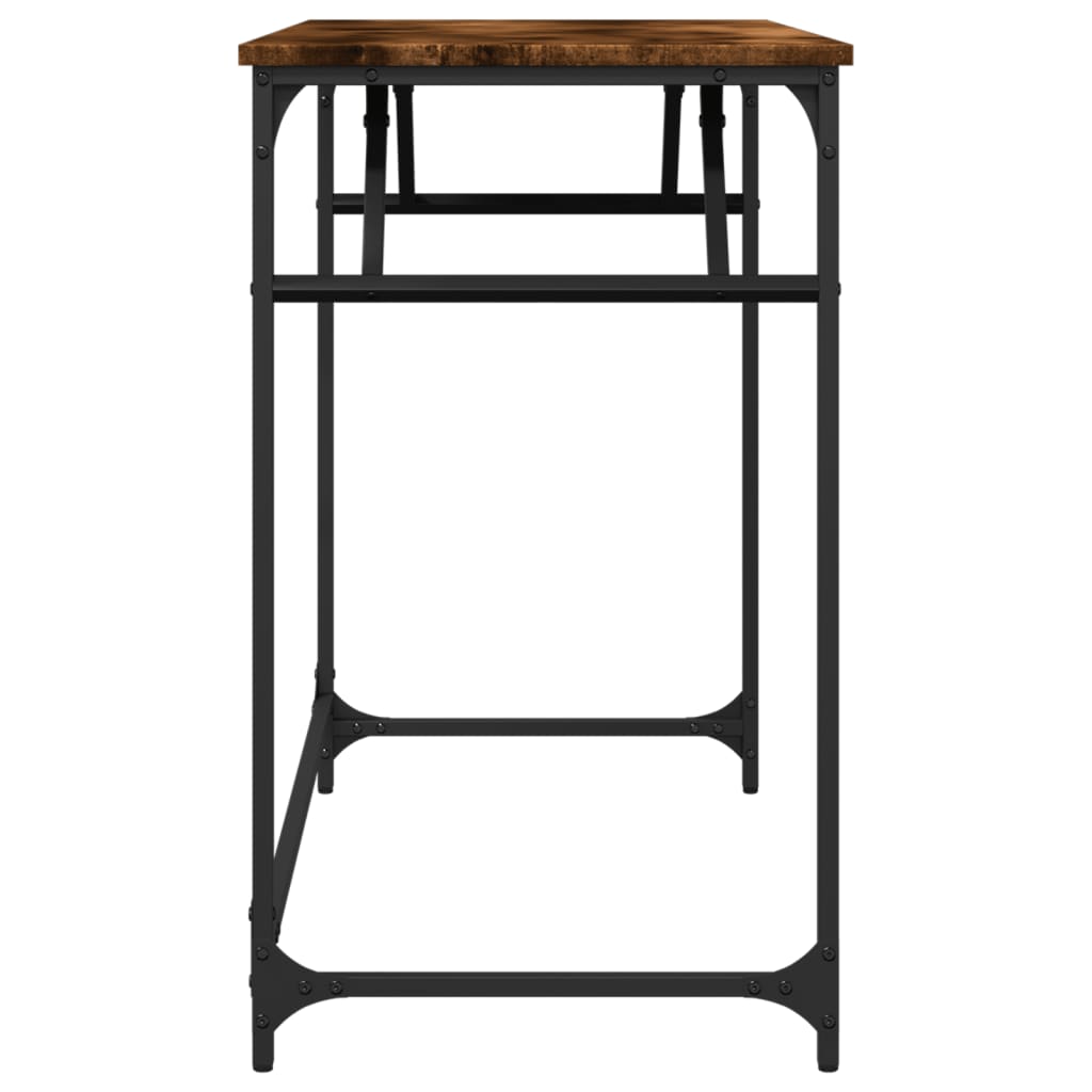 Desk Smoked Oak 100x45x76 cm Engineered Wood and Powder-coated Steel