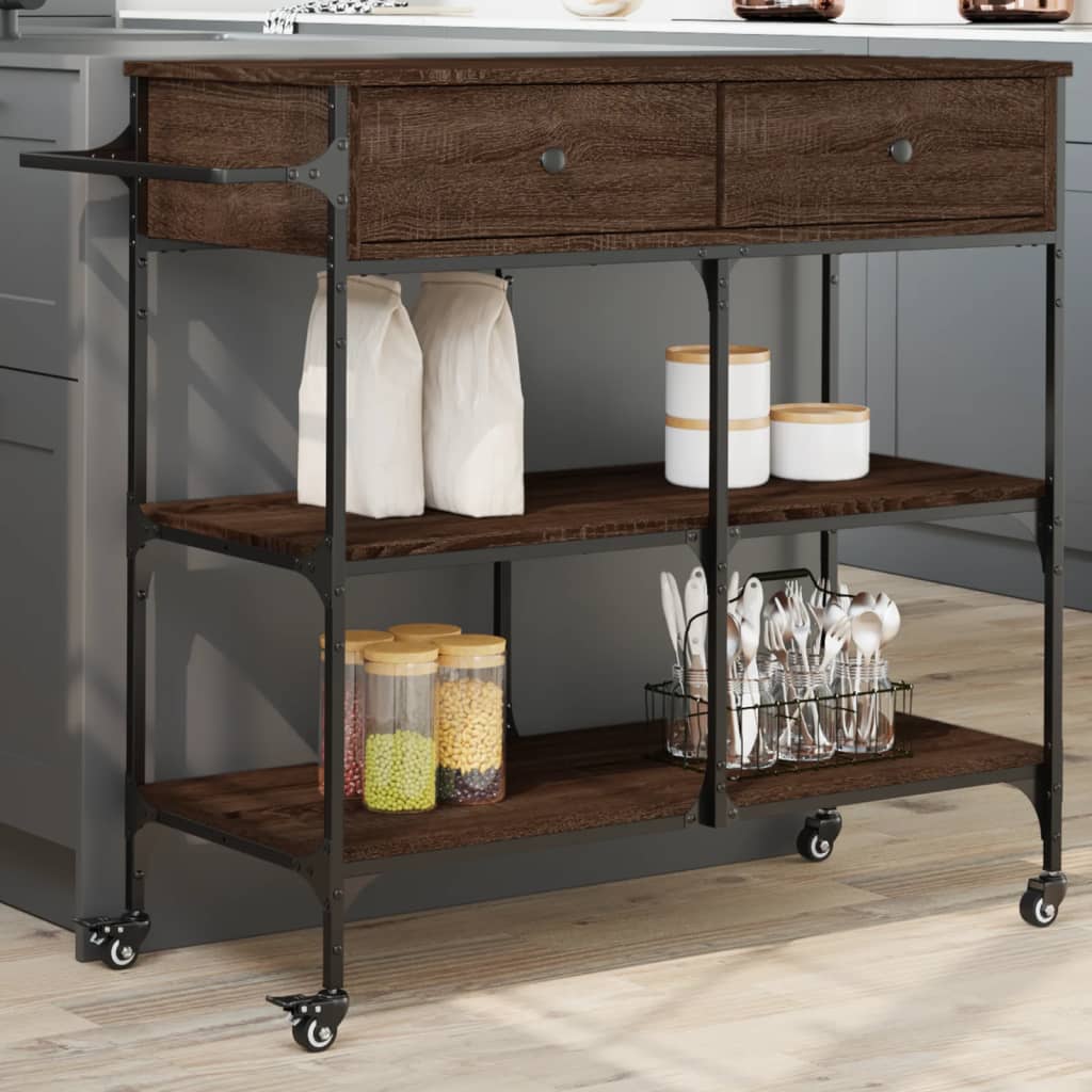 Kitchen Trolley Brown Oak 105x42x95 cm Engineered Wood