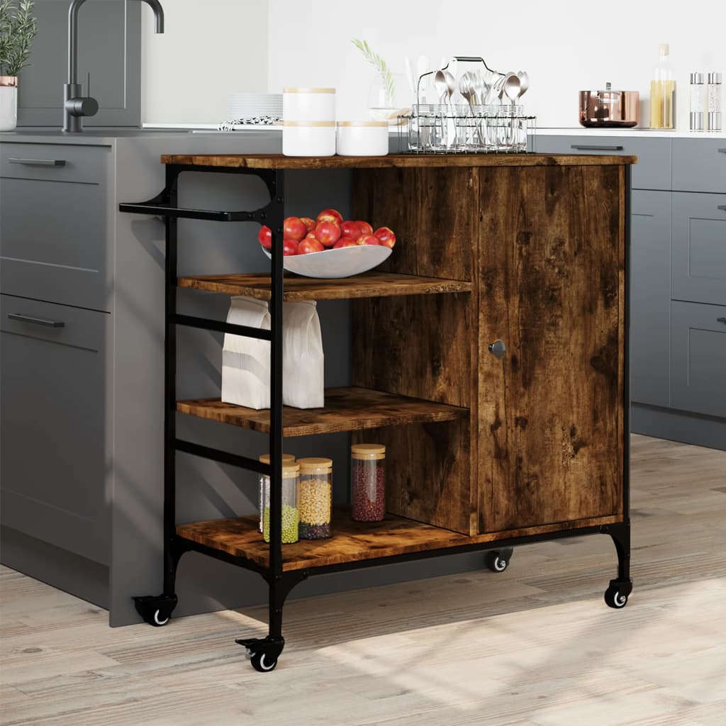Kitchen Trolley Smoked Oak 87.5x38.5x84.5 cm Engineered Wood