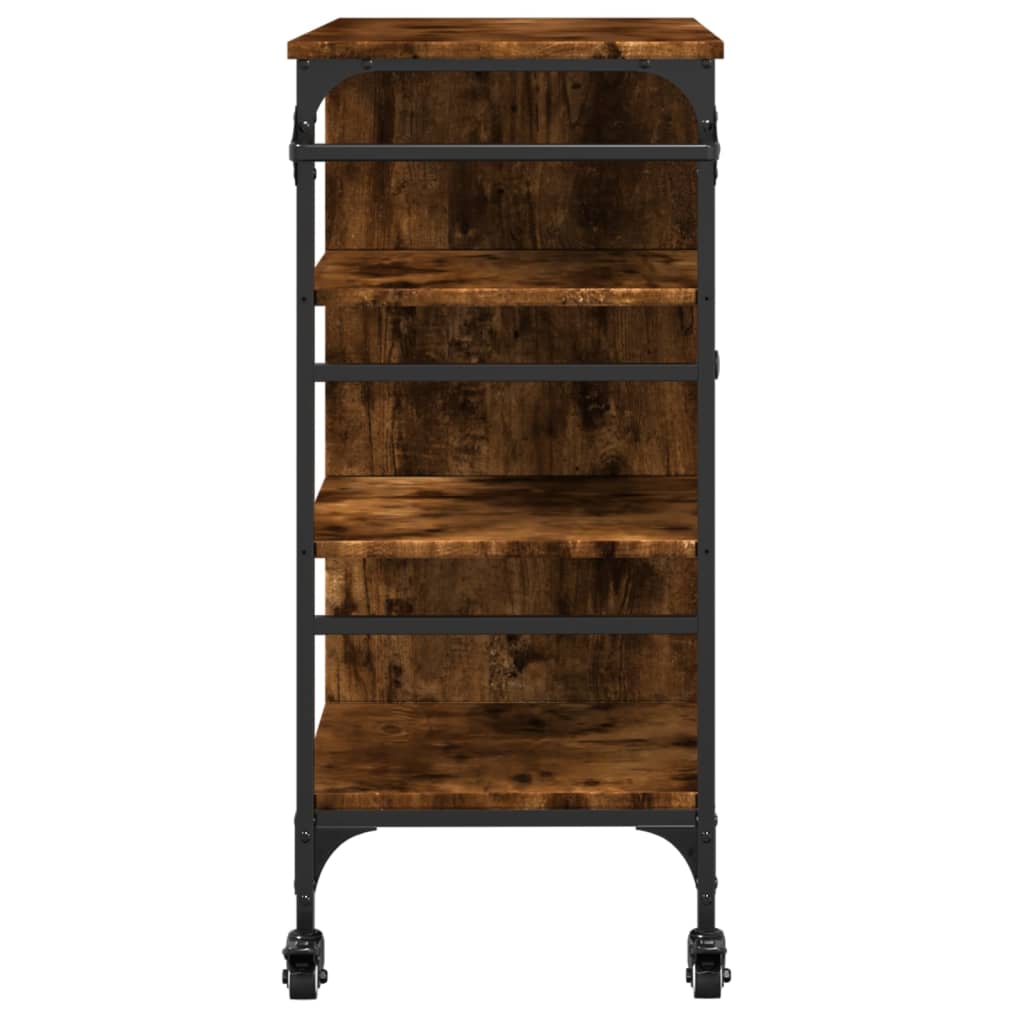 Kitchen Trolley Smoked Oak 87.5x38.5x84.5 cm Engineered Wood