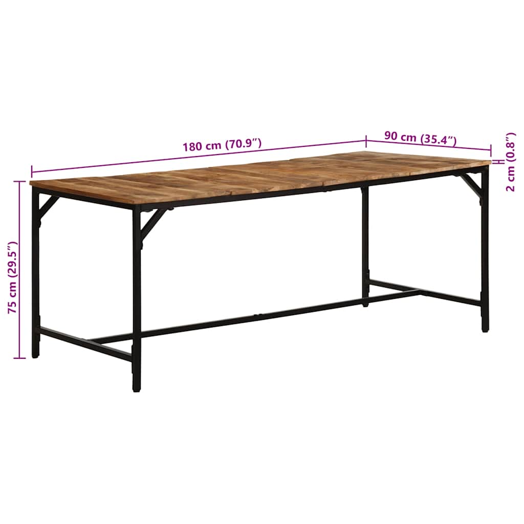 Dining Table 180x90x75 cm Solid Wood Rough Mango