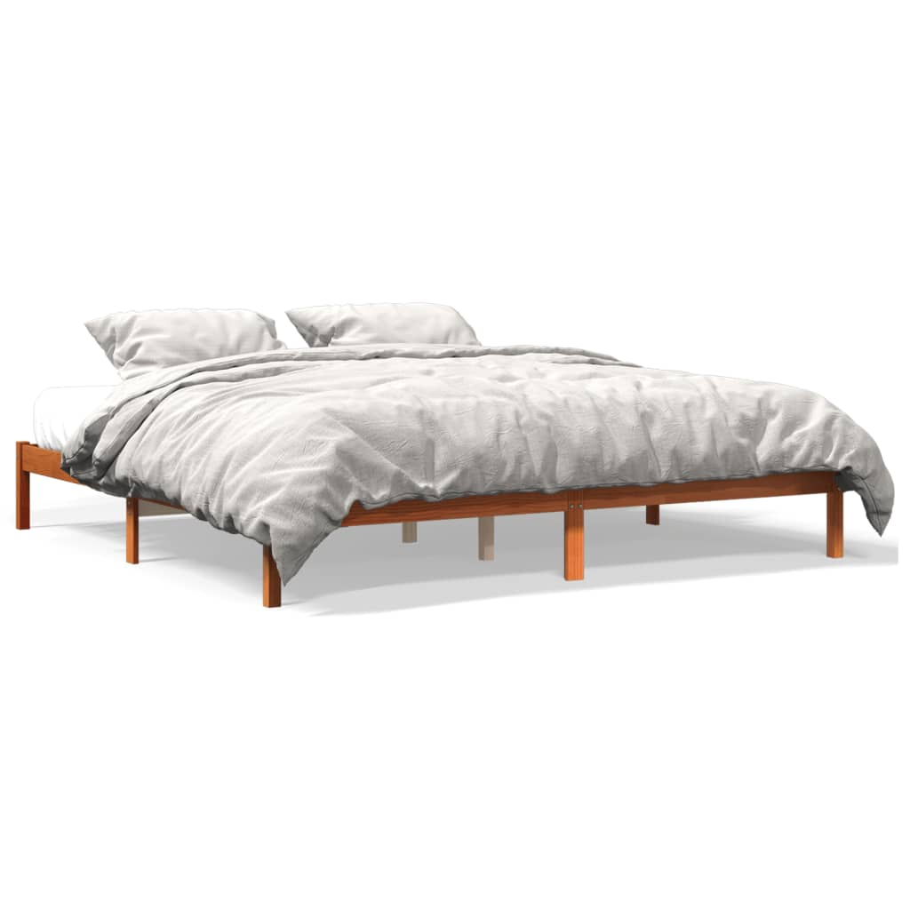 Bed Frame without Mattress Wax Brown 180x200 cm Super King Solid Wood Pine