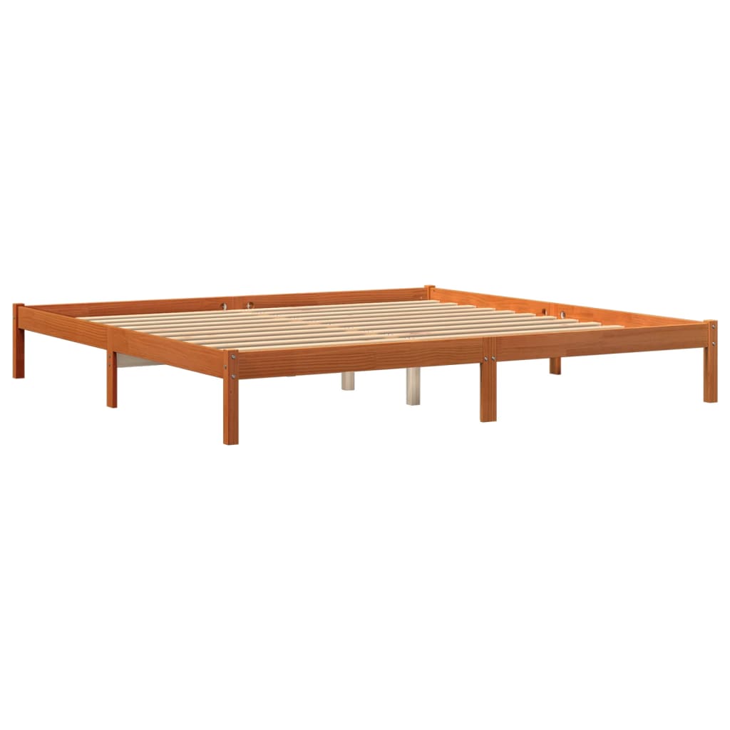 Bed Frame without Mattress Wax Brown 180x200 cm Super King Solid Wood Pine