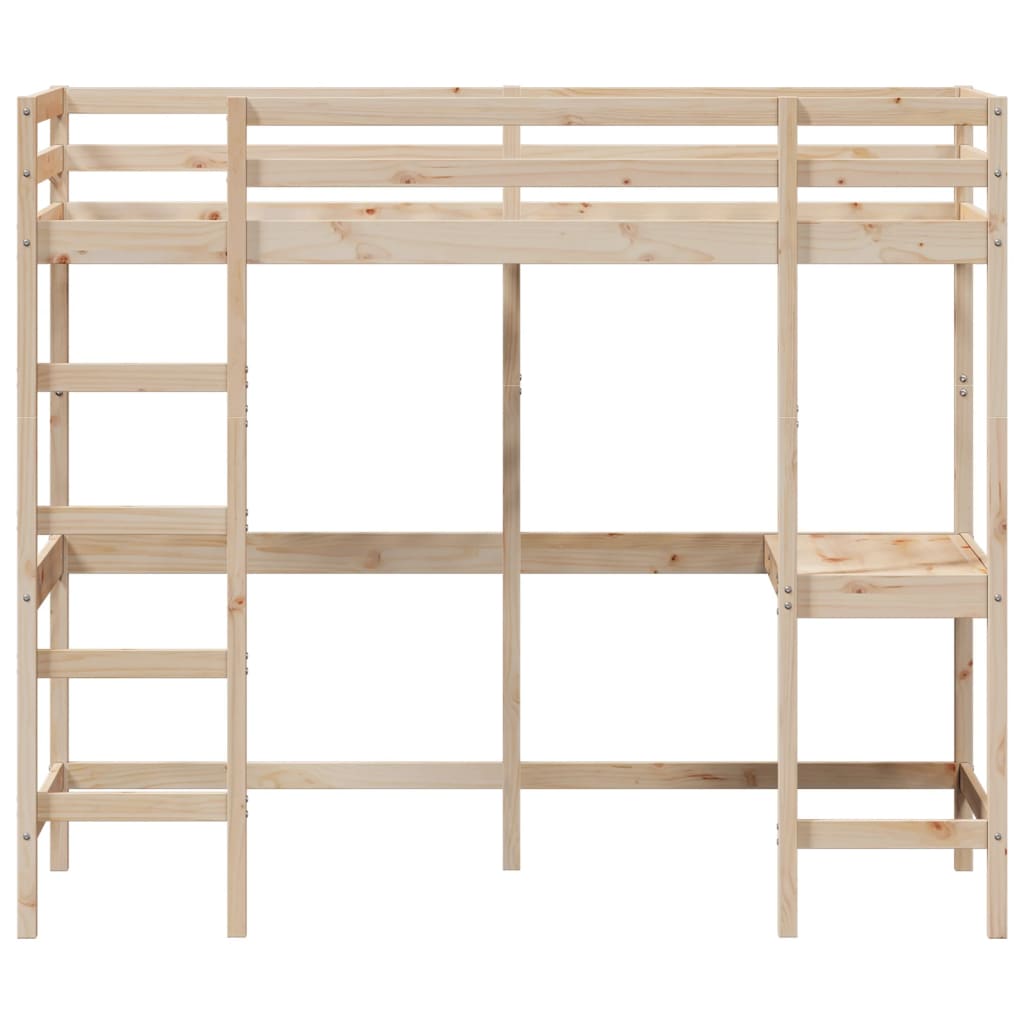 Loft Bed without Mattress 75x190 cm Small Single Solid Wood Pine