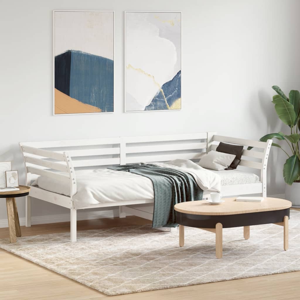 Day Bed without Mattress White 90x190 cm Single Solid Wood Pine