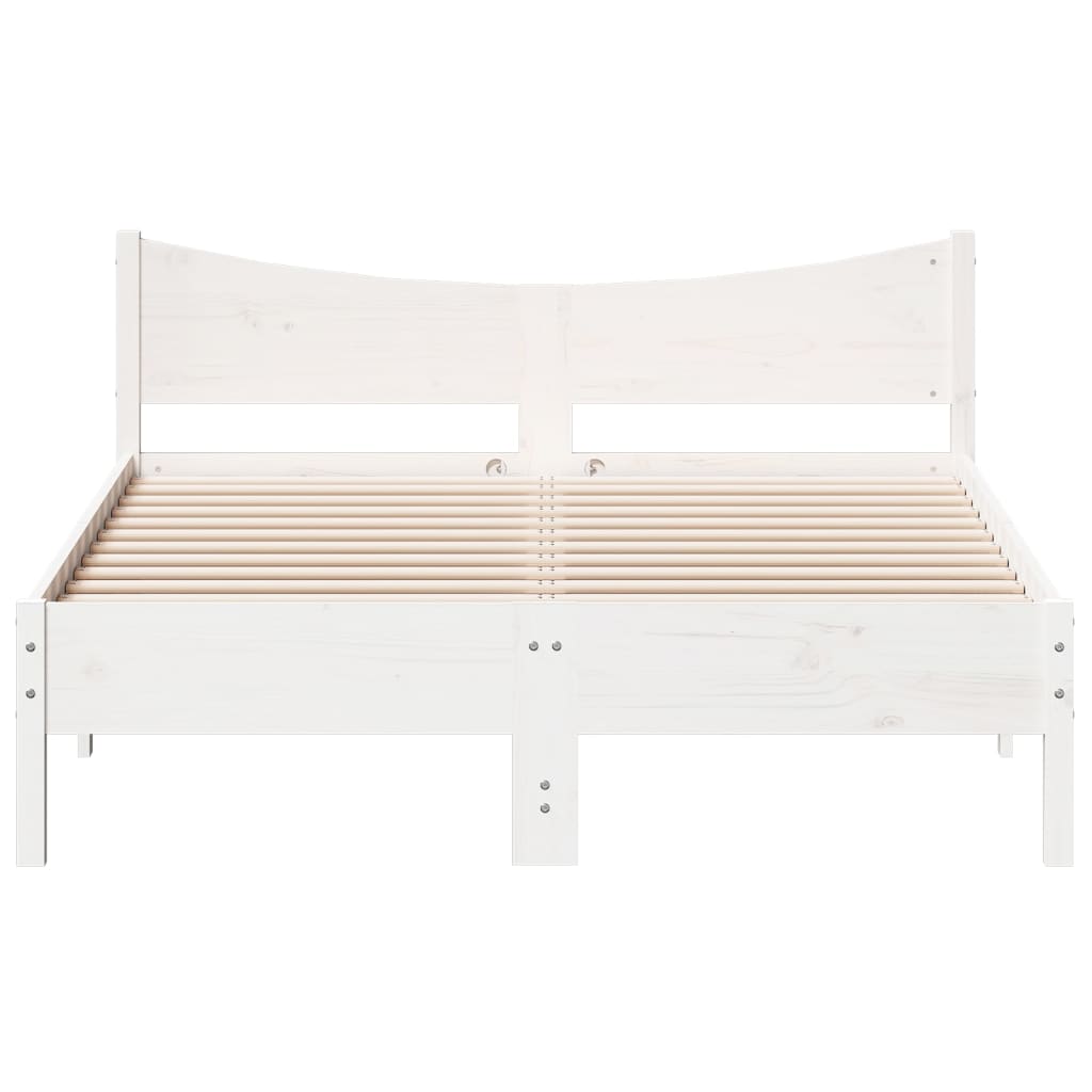 Bed Frame without Mattress White 140x190 cm Solid Wood Pine