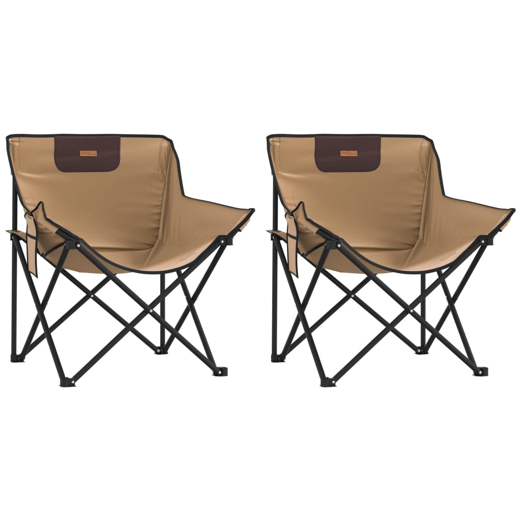 Camping Chairs with Pocket Foldable 2 pcs Brown