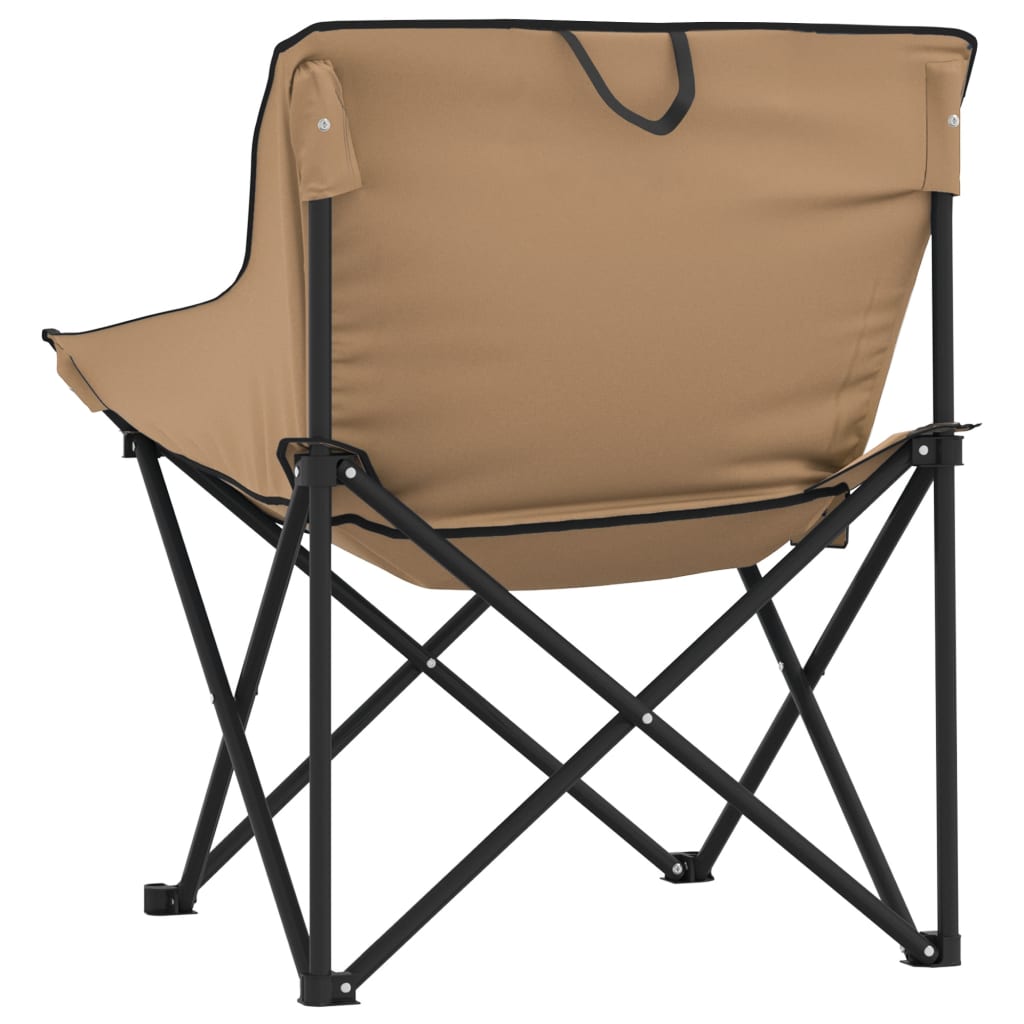 Camping Chairs with Pocket Foldable 2 pcs Brown
