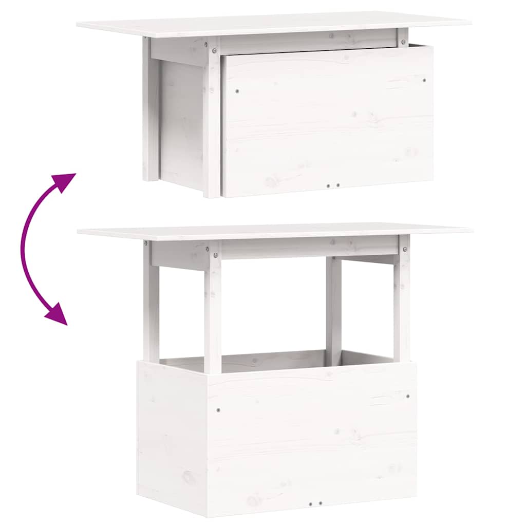 Garden Table White 100x50x75 cm Solid Wood Pine