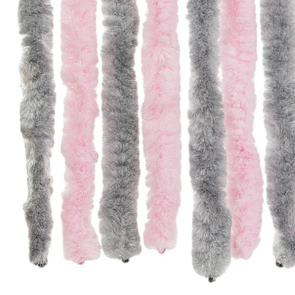 Fly Curtain Silver Grey and Pink 100x200 cm Chenille